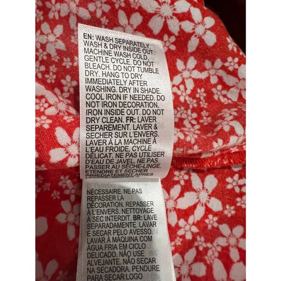 ROXY Sunshine Orange/White Poppy Floral Midi Button Down Off Shoulder Dress XL - Picture 9 of 10